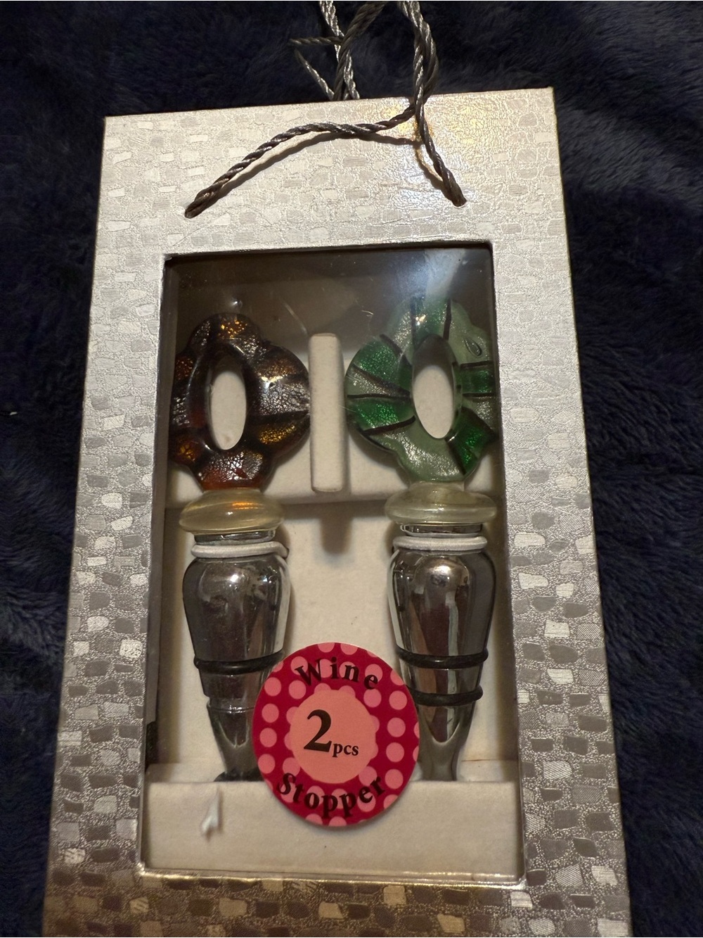 Decorative Glass Wine Bottle Stoppers - Green & Amber